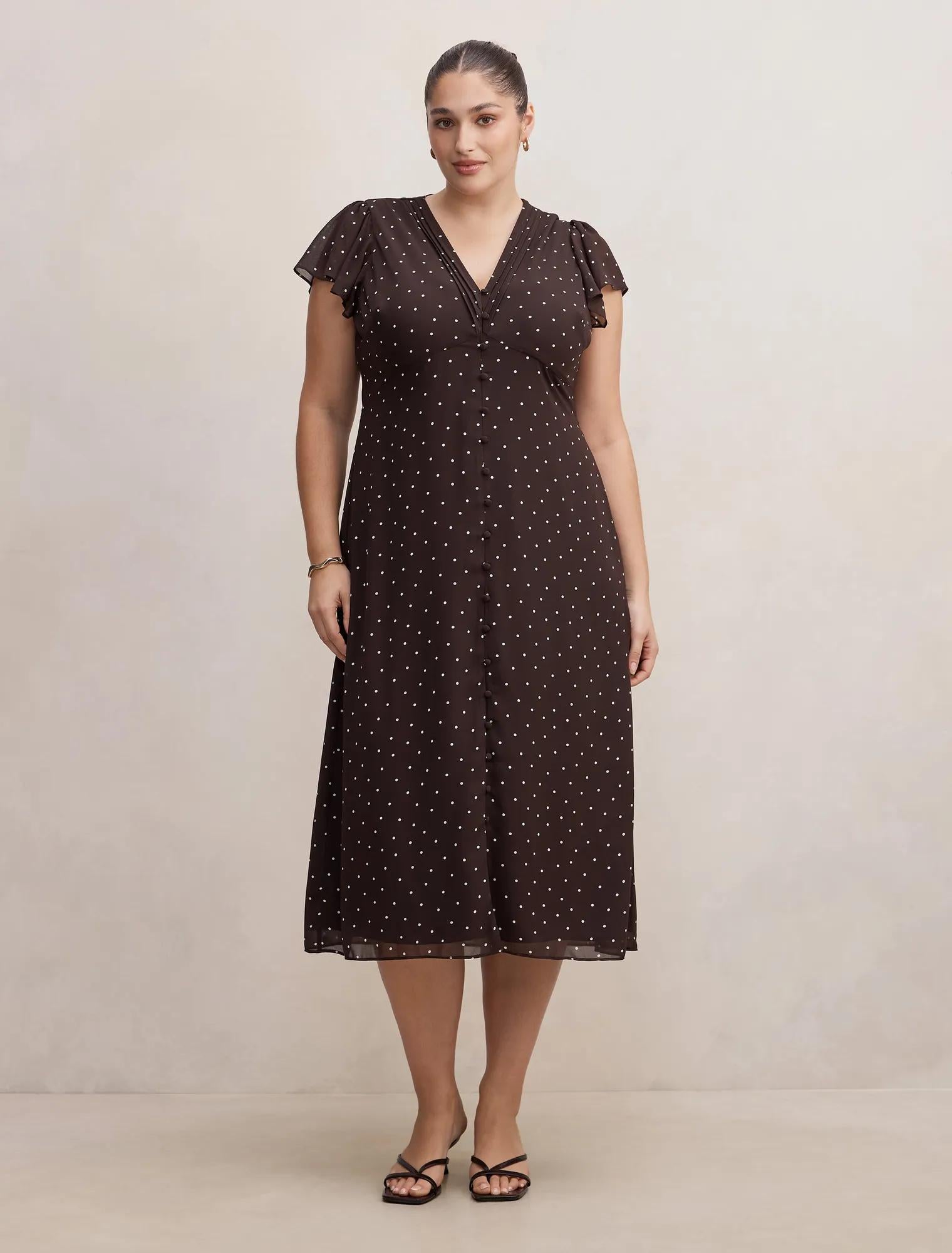 Ardelia Curve Flutter Sleeve Midi Dress Luxton Spot