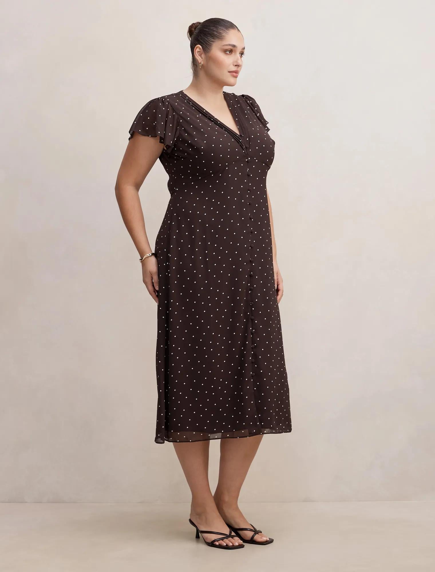 Ardelia Curve Flutter Sleeve Midi Dress Luxton Spot