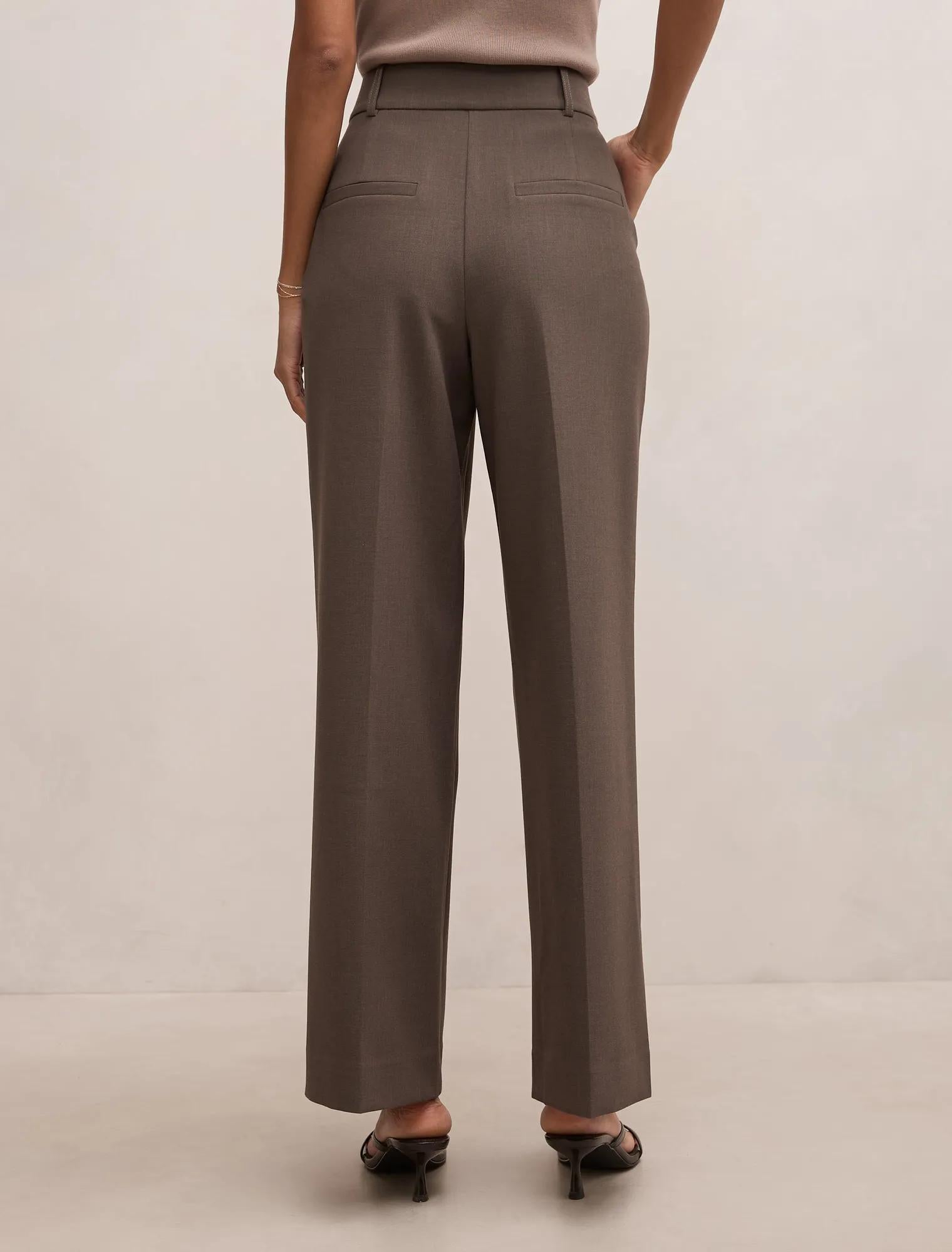 Ada Petite Straight Leg Pants Dark Mushroom Set