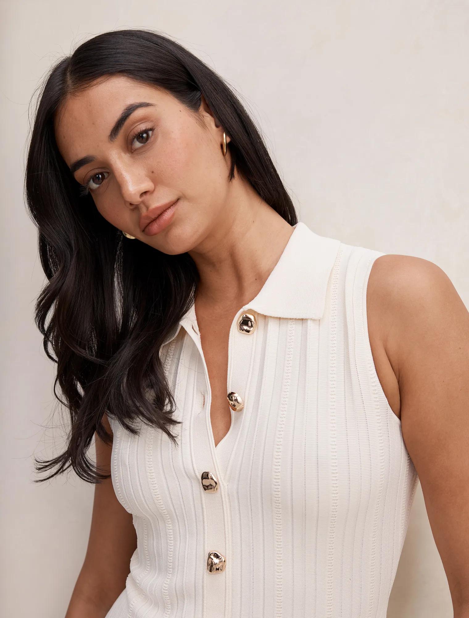 Melanie Knit Midi Dress Cream