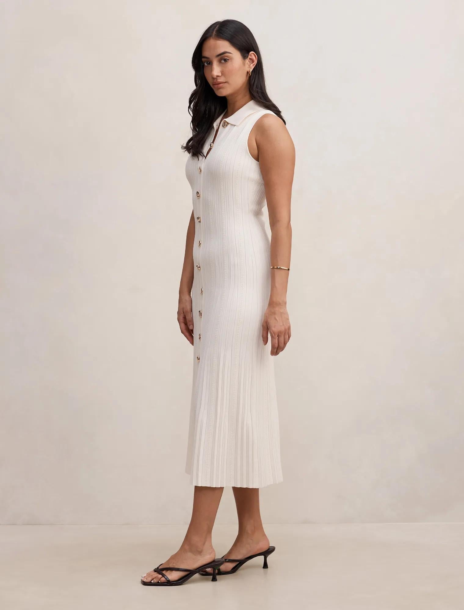 Melanie Knit Midi Dress Cream