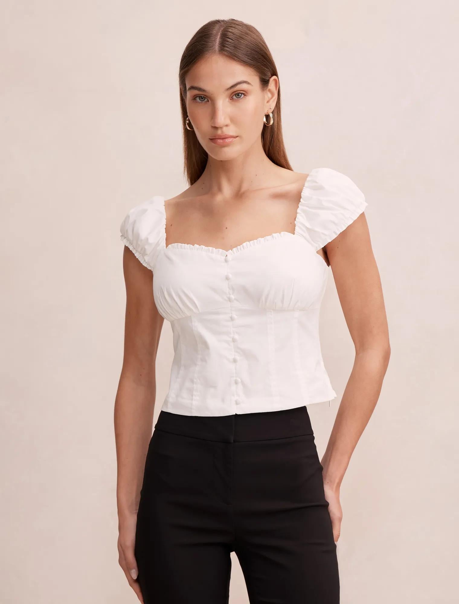 Alice Cotton Button Top Porcelain