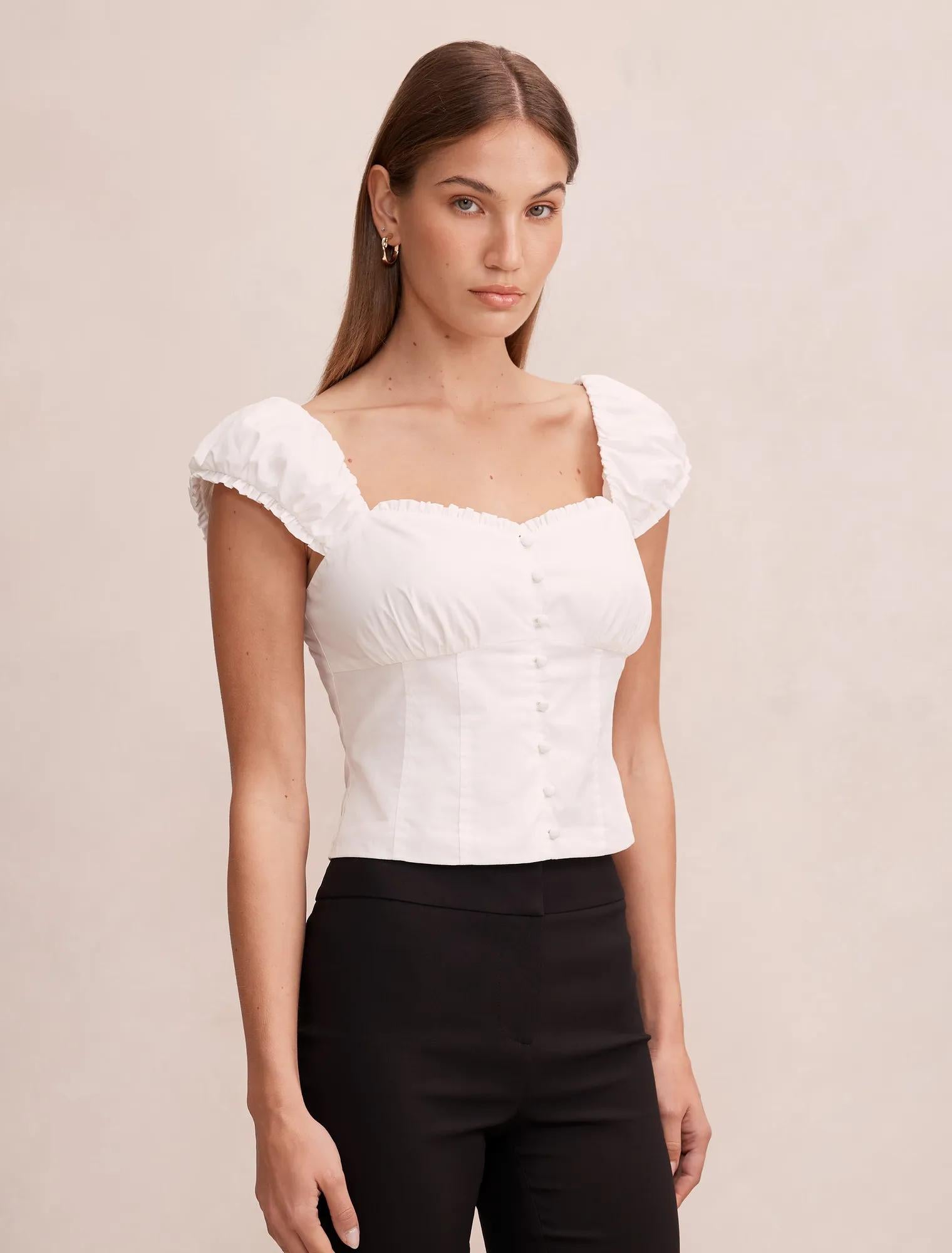 Alice Cotton Button Top Porcelain