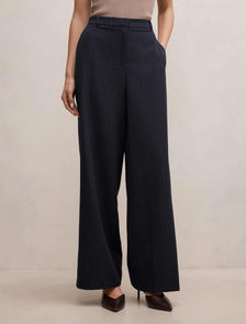 Paloma Tall Pinstripe Wide Leg Pants Navy Pinstripe Suit