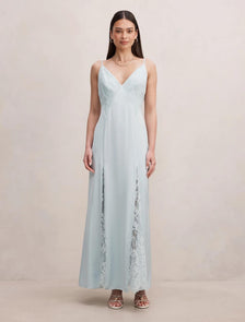 Salome V-Neck Lace Maxi Dress Aqua Oasis