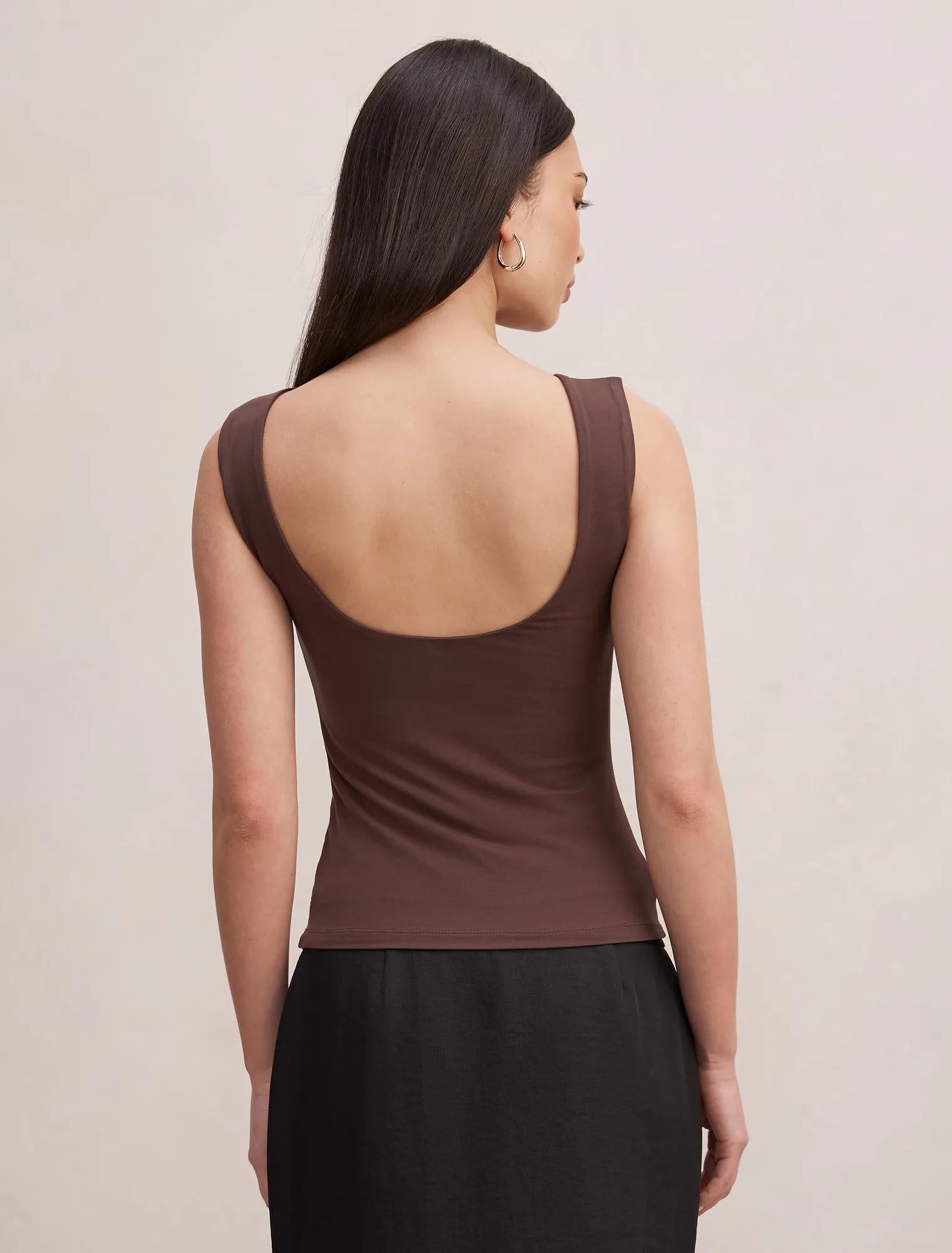 Bonnie Scoop Back Tank Top Chocolate Bark