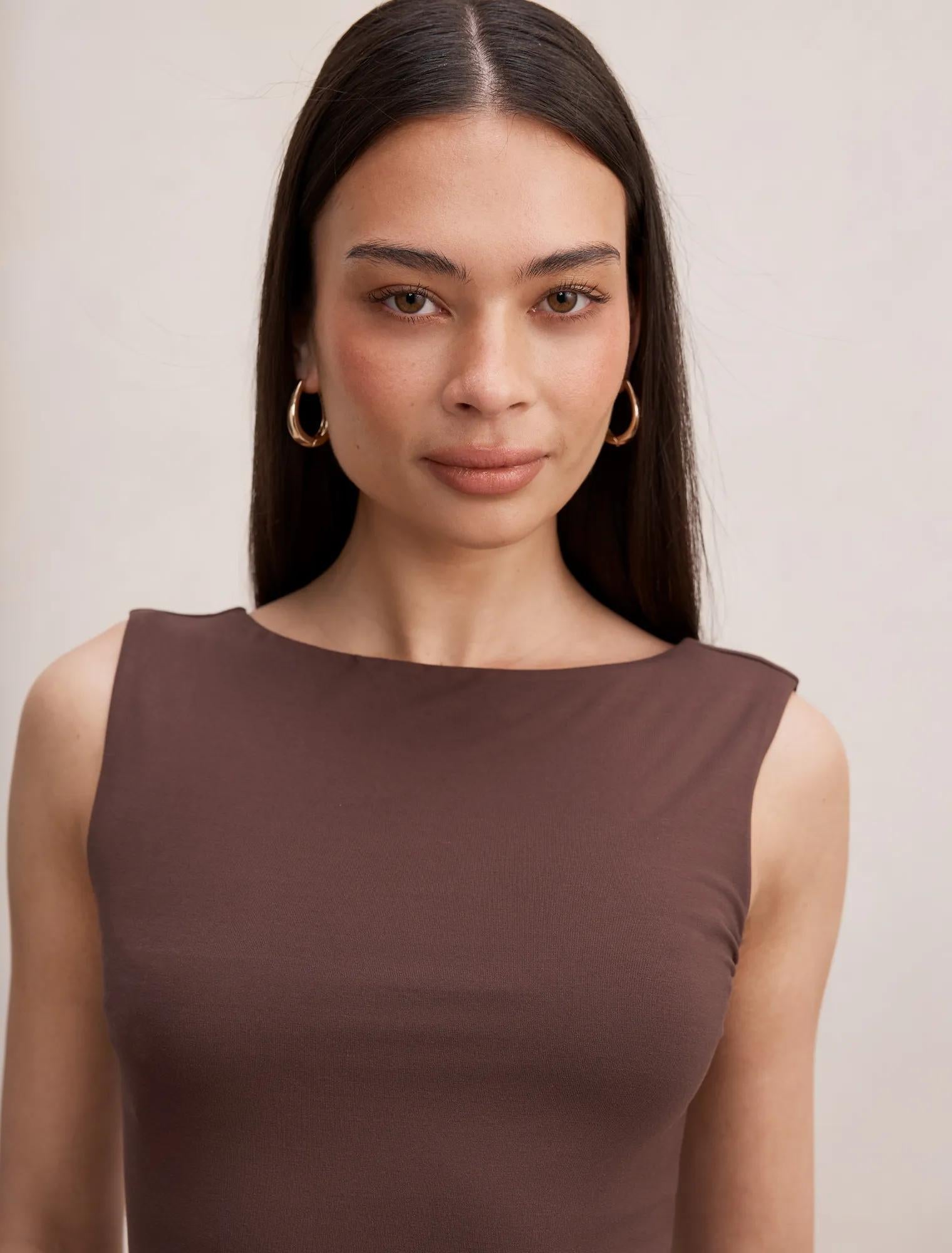 Bonnie Scoop Back Tank Top Chocolate Bark
