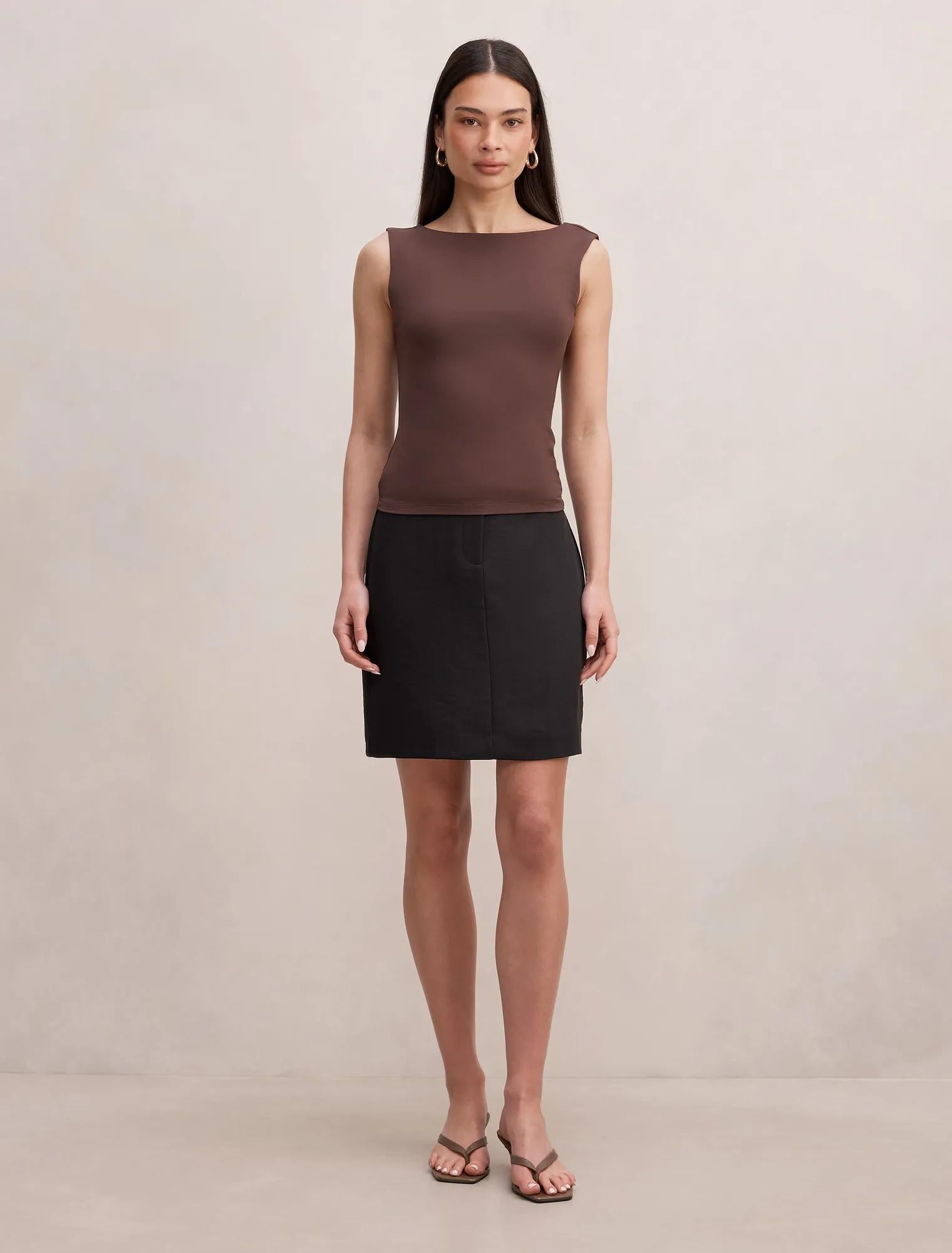 Bonnie Scoop Back Tank Top Chocolate Bark