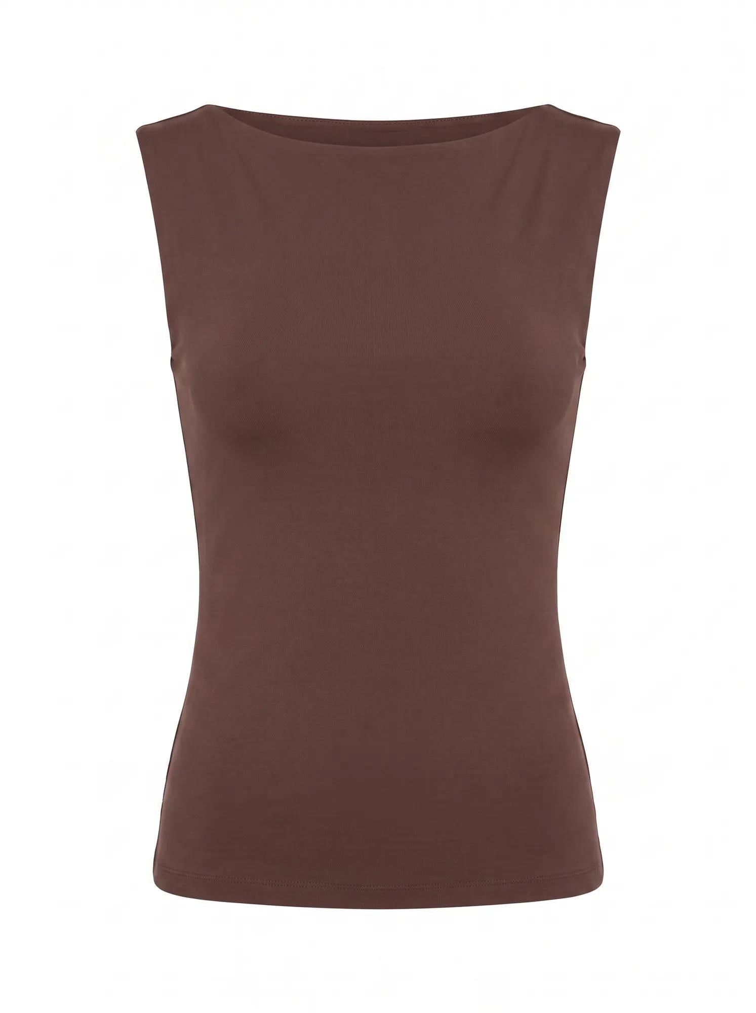 Bonnie Scoop Back Tank Top Chocolate Bark