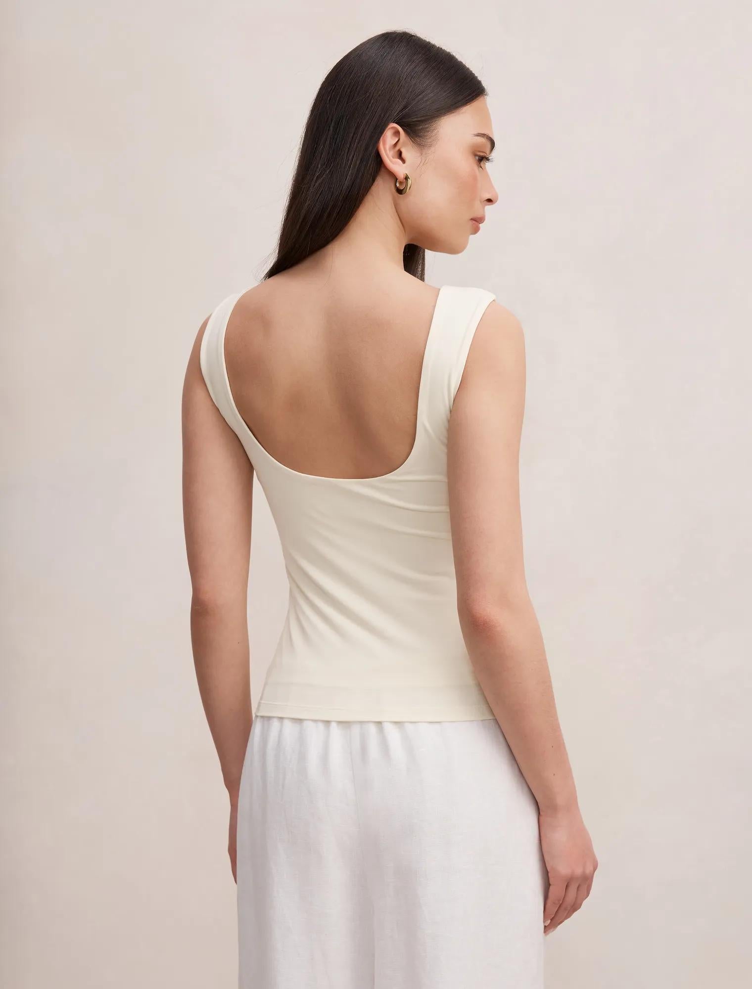 Bonnie Scoop Back Tank Top Lemon Buttercup