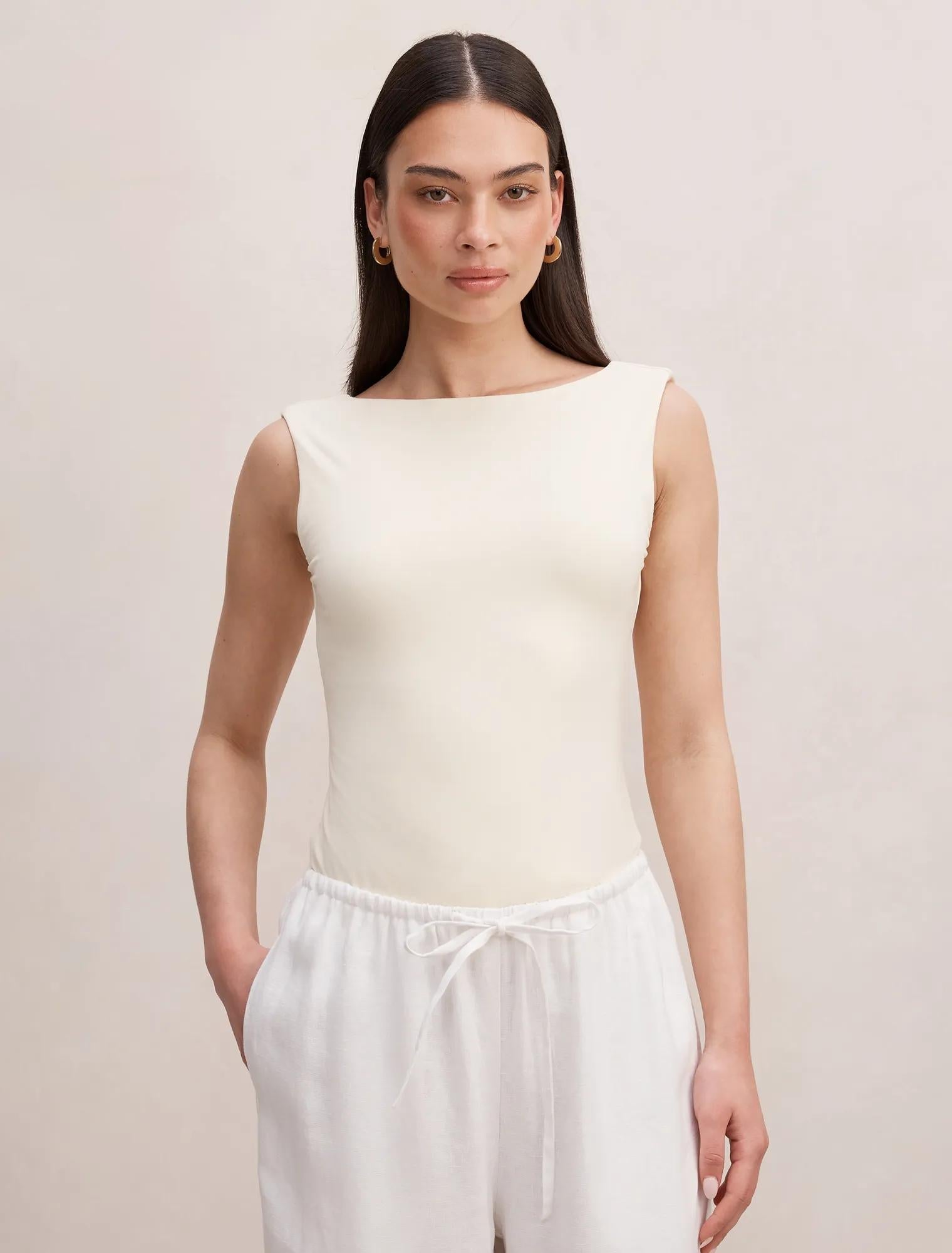 Bonnie Scoop Back Tank Top Lemon Buttercup