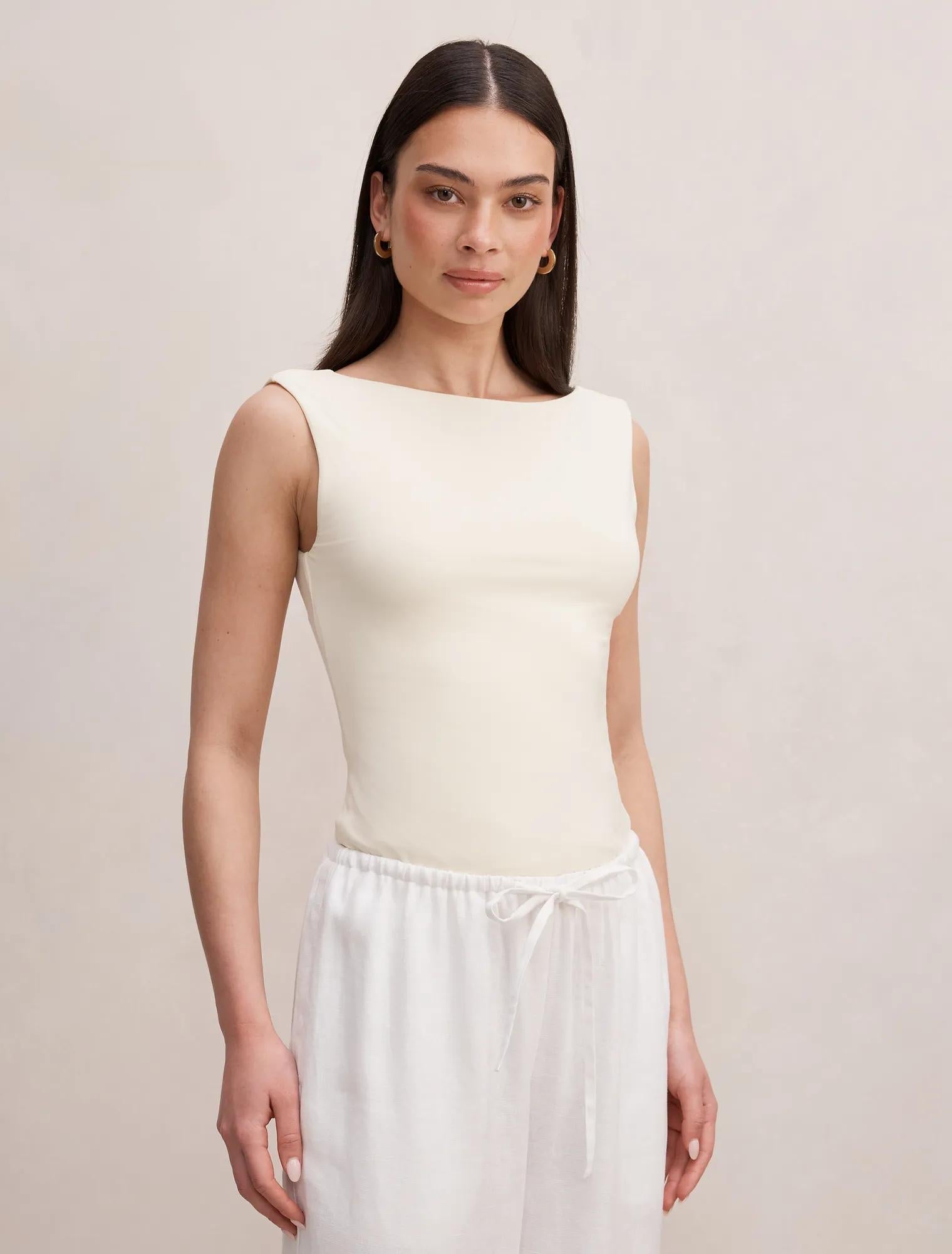 Bonnie Scoop Back Tank Top Lemon Buttercup