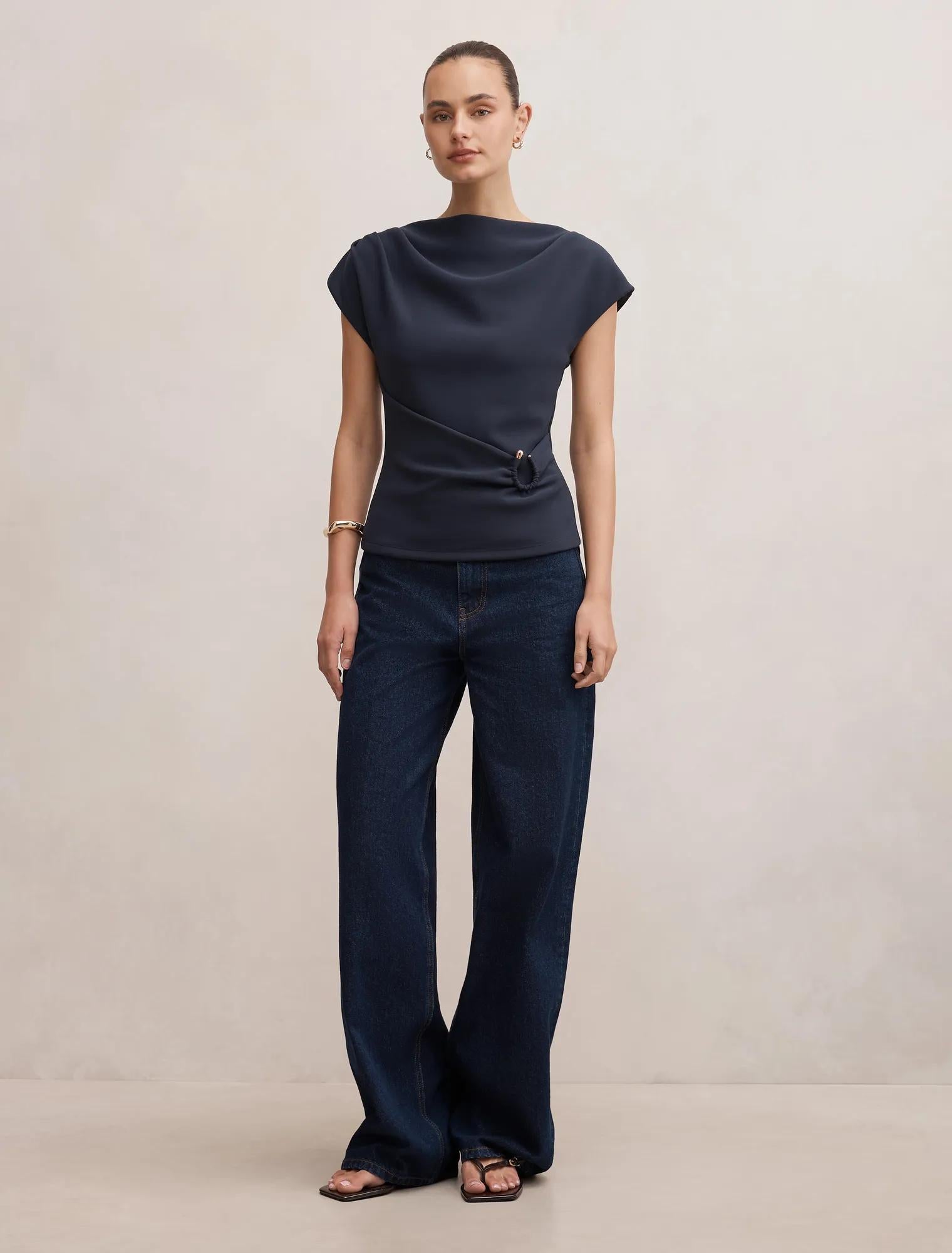 Sophia Hardware Detail Top Navy