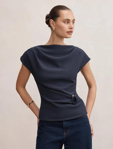 Sophia Hardware Detail Top Navy