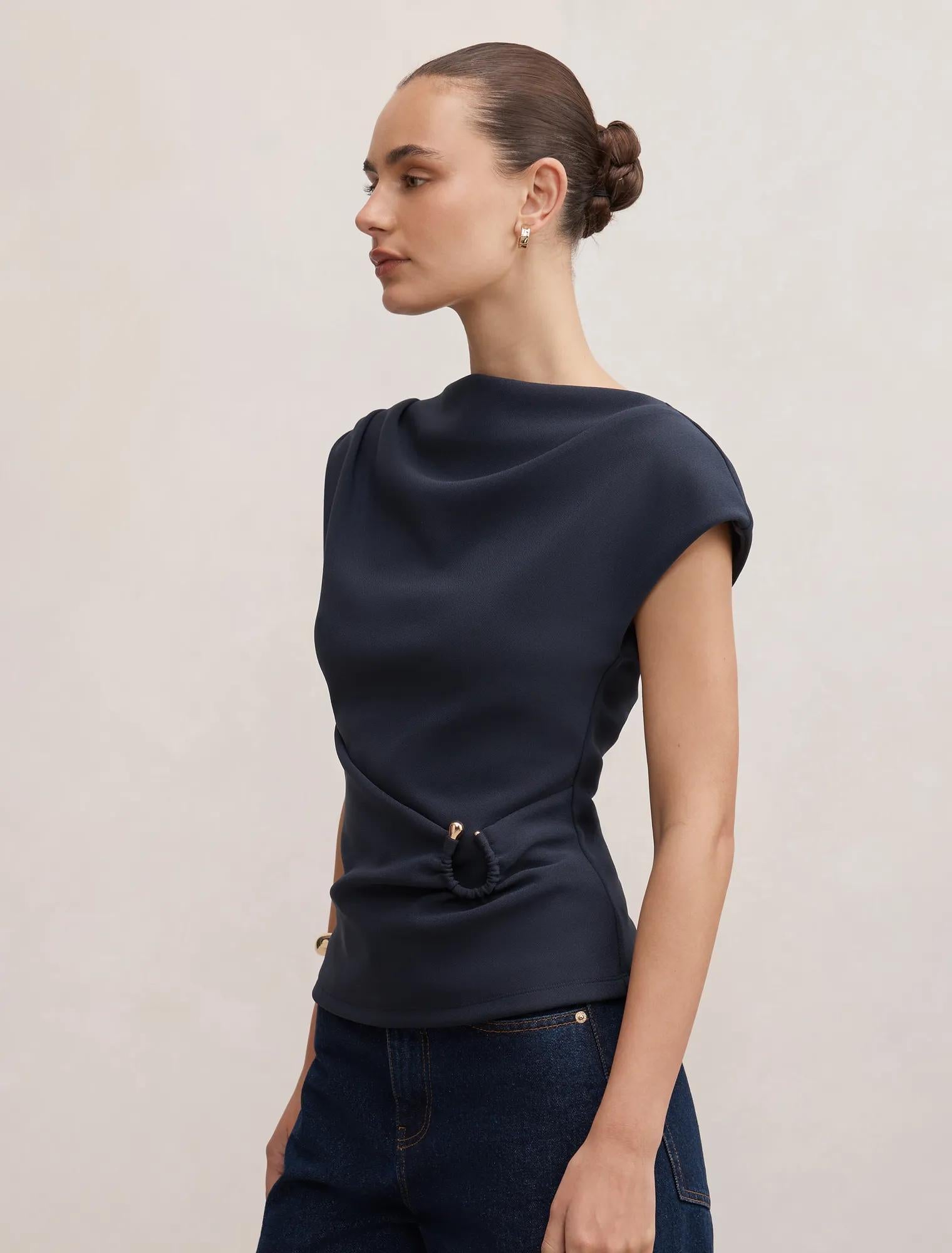 Sophia Hardware Detail Top Navy