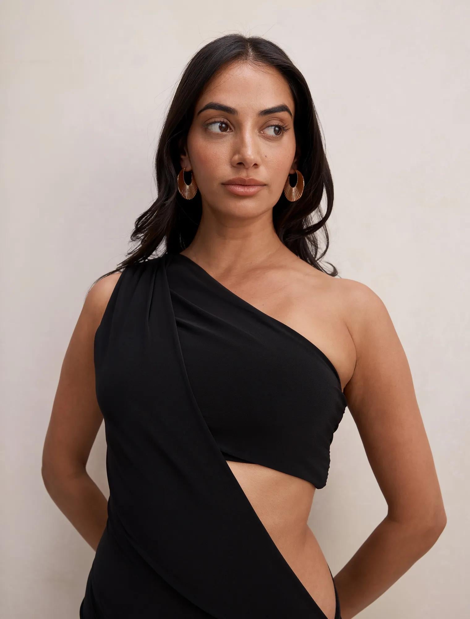 Kiana Draped Bandeau Maxi Black