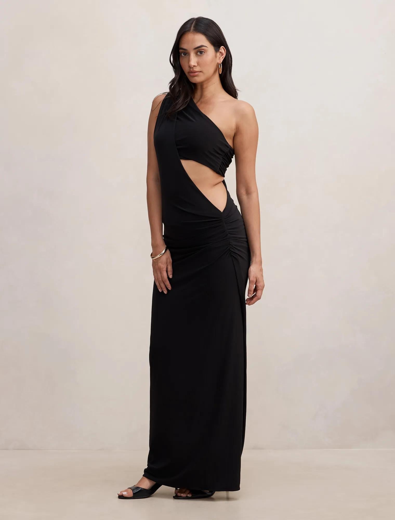 Kiana Draped Bandeau Maxi Black