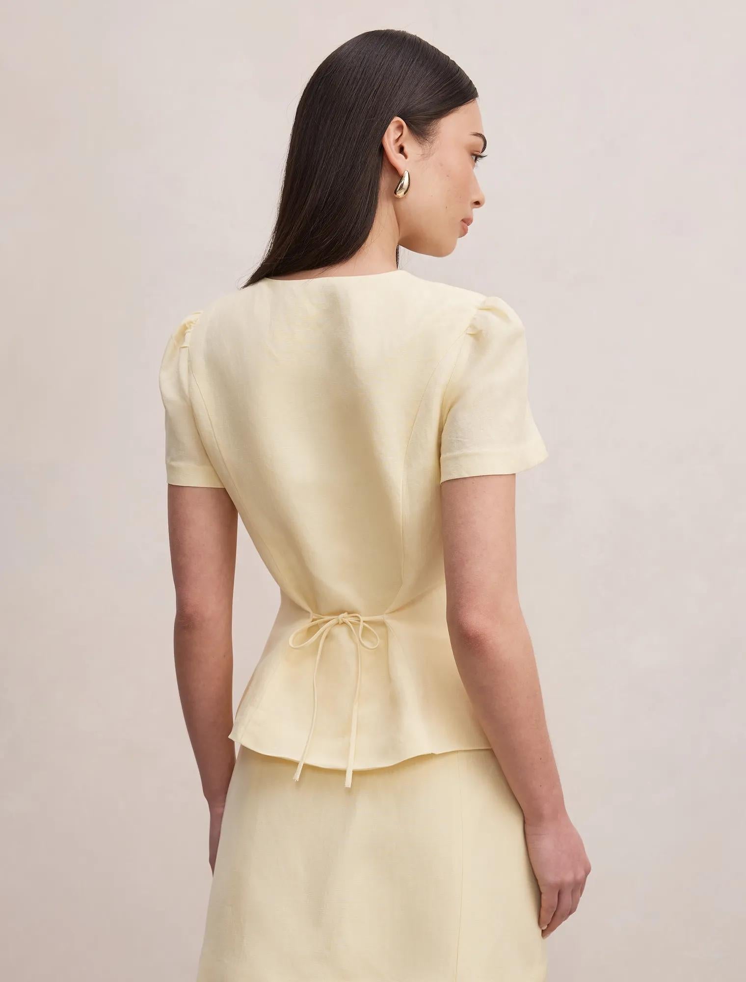 Cartia Button Down Top Butter Yellow Set