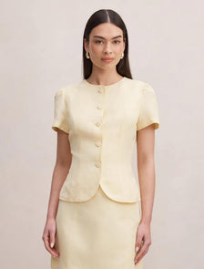 Cartia Button Down Top Butter Yellow Set