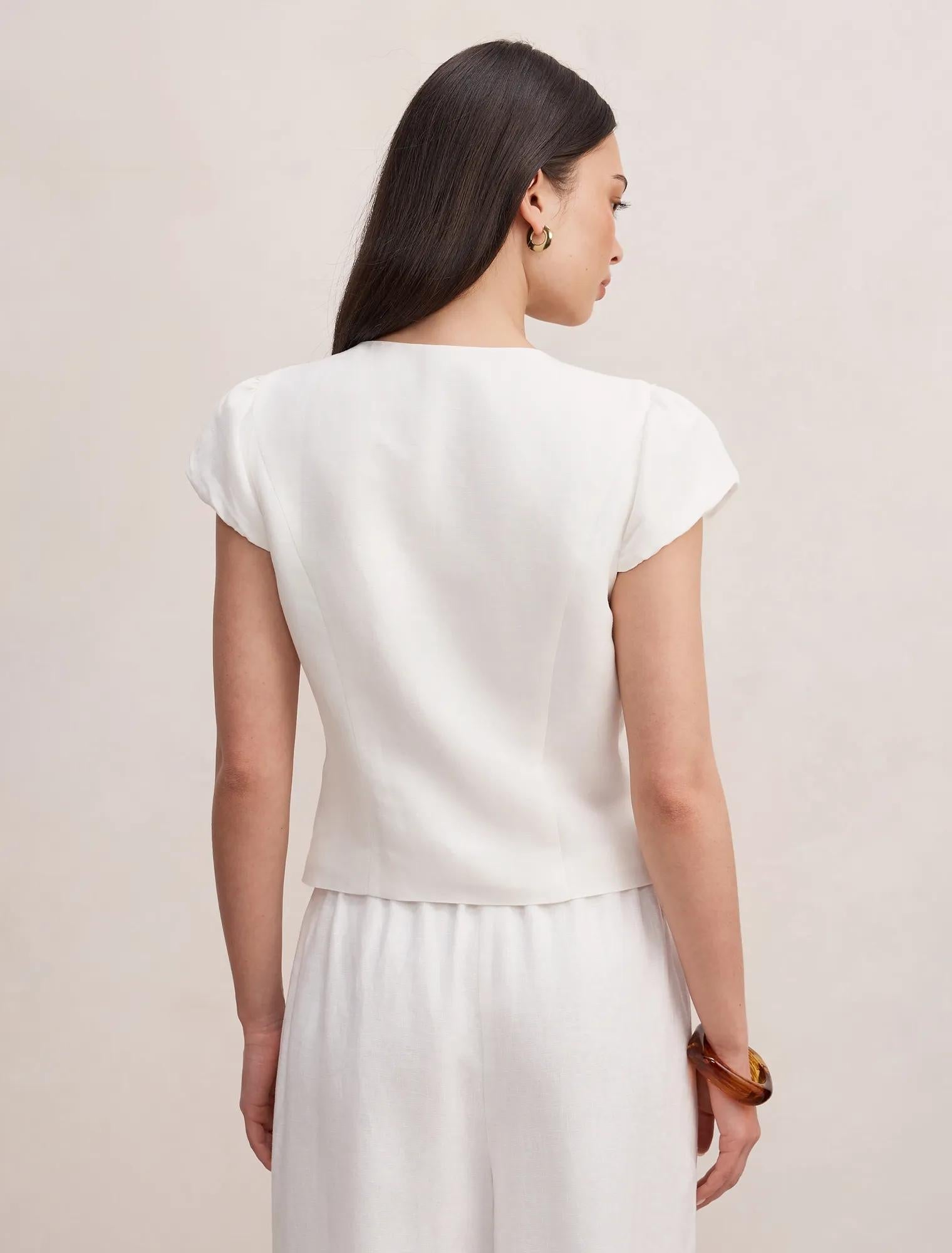Ella Button Up Linen Top Porcelain Set