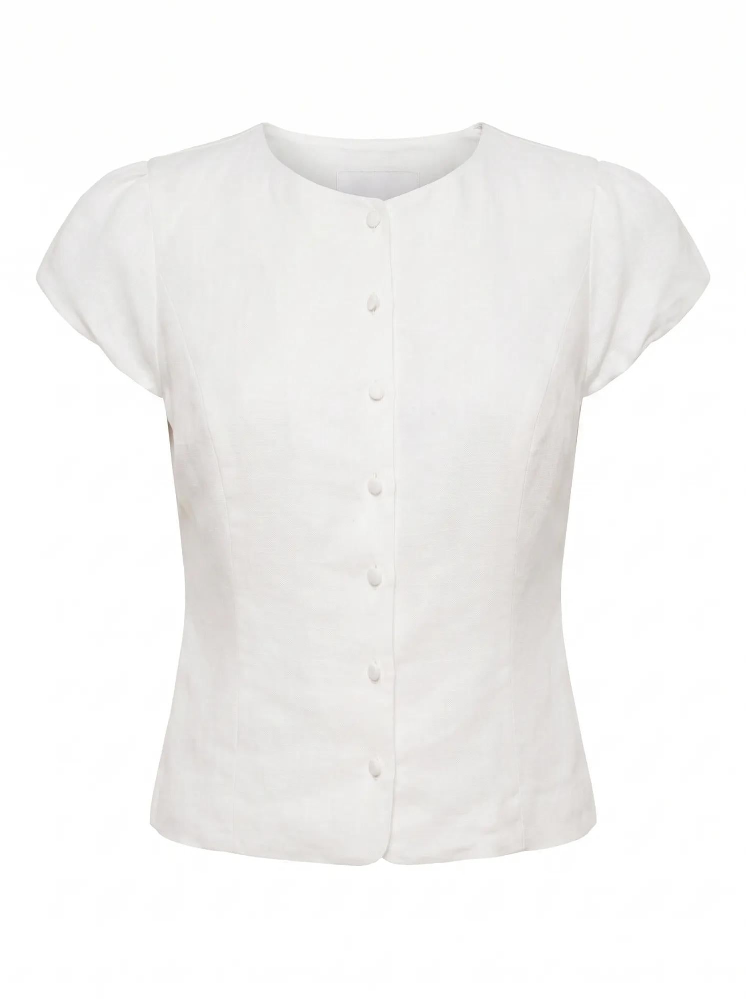 Ella Button Up Linen Top Porcelain Set