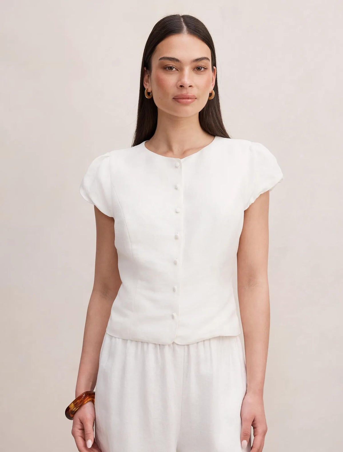 Ella Button Up Linen Top Porcelain Set