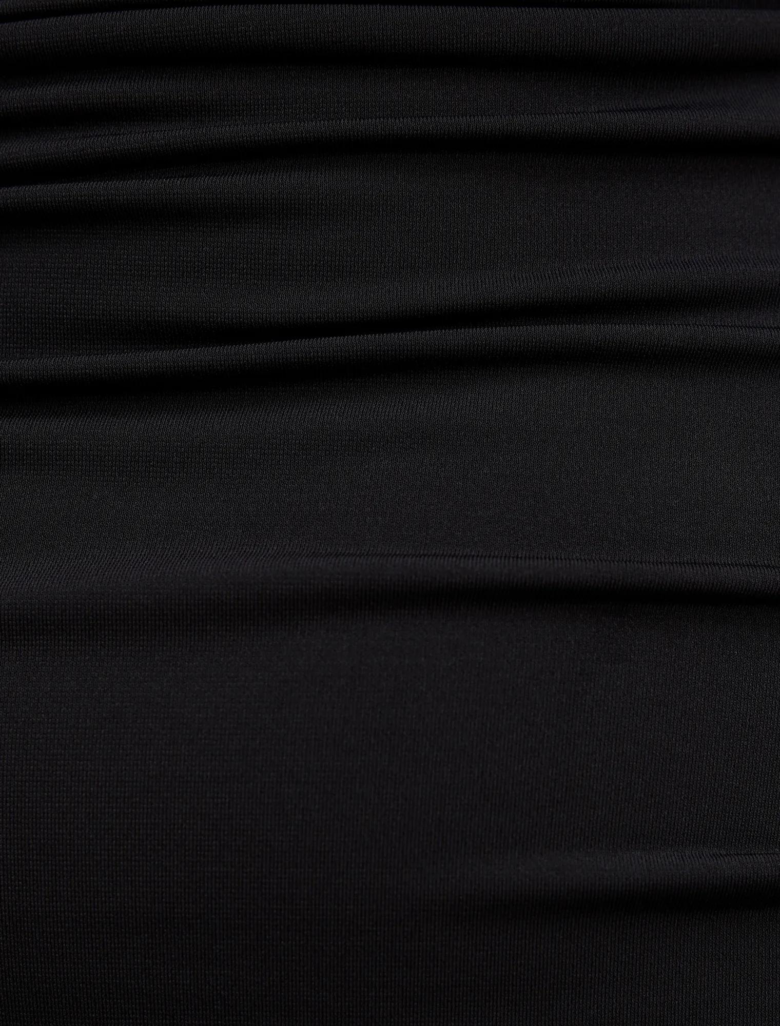 Colbie Gathered Jersey Midi Dress Black