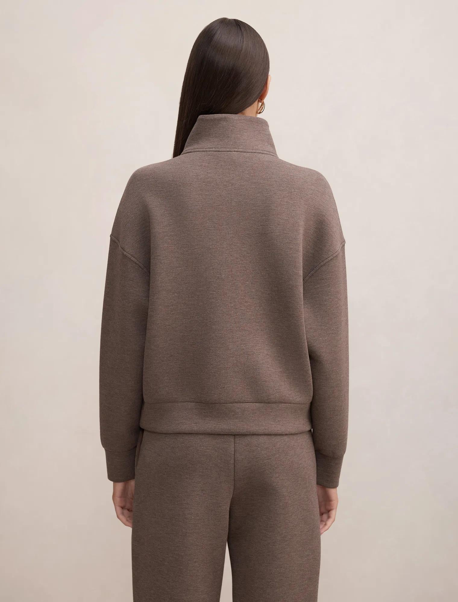Hattie Zip Front Lounge Jumper Mocha Marle