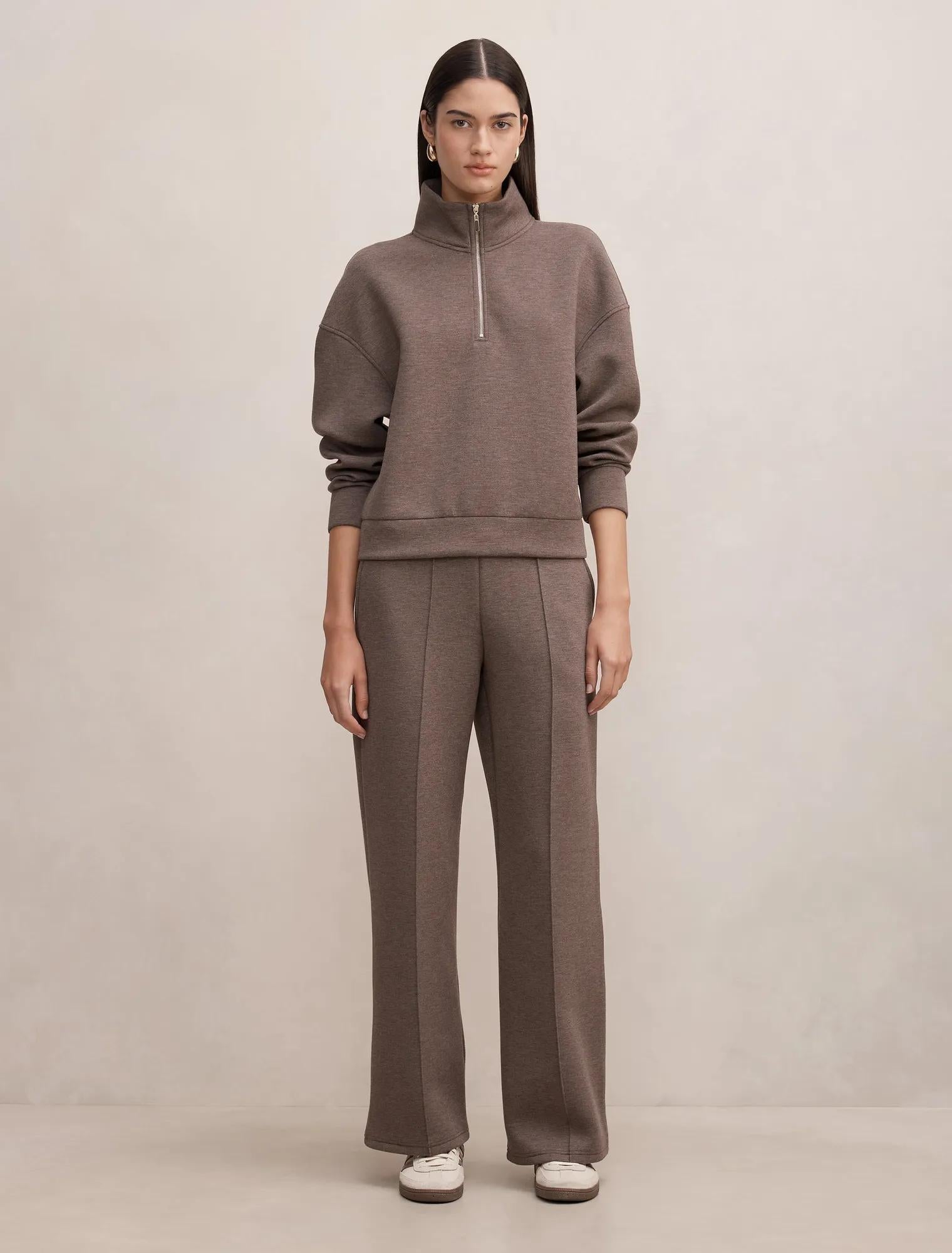 Hattie Zip Front Lounge Jumper Mocha Marle