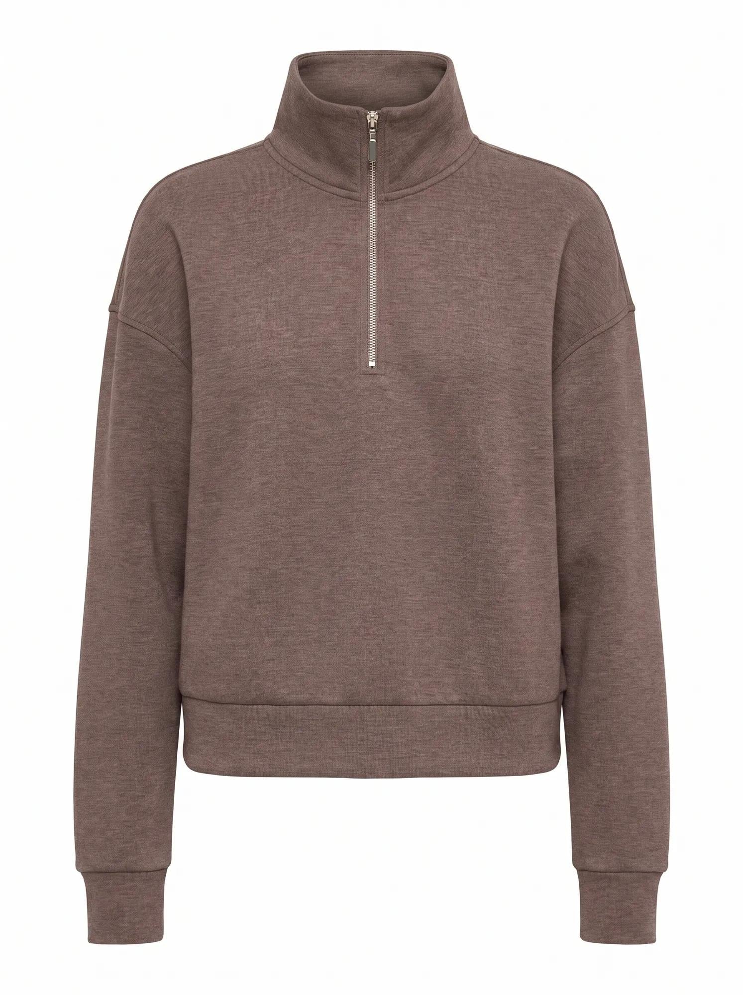 Hattie Zip Front Lounge Jumper Mocha Marle