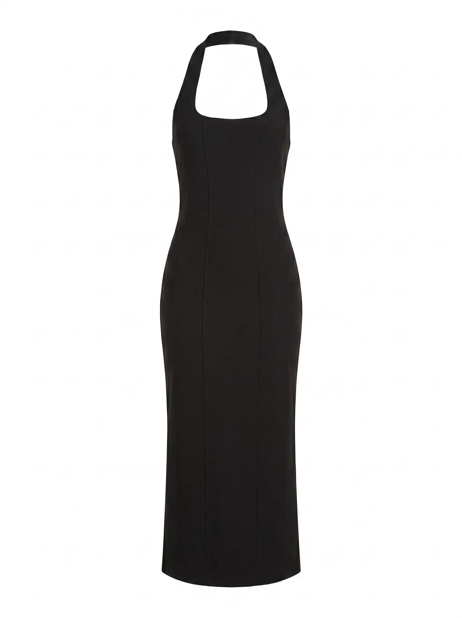 Gina Halter Bodycon Midi Dress Black_mannequin