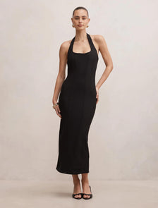 Gina Halter Bodycon Midi Dress Black