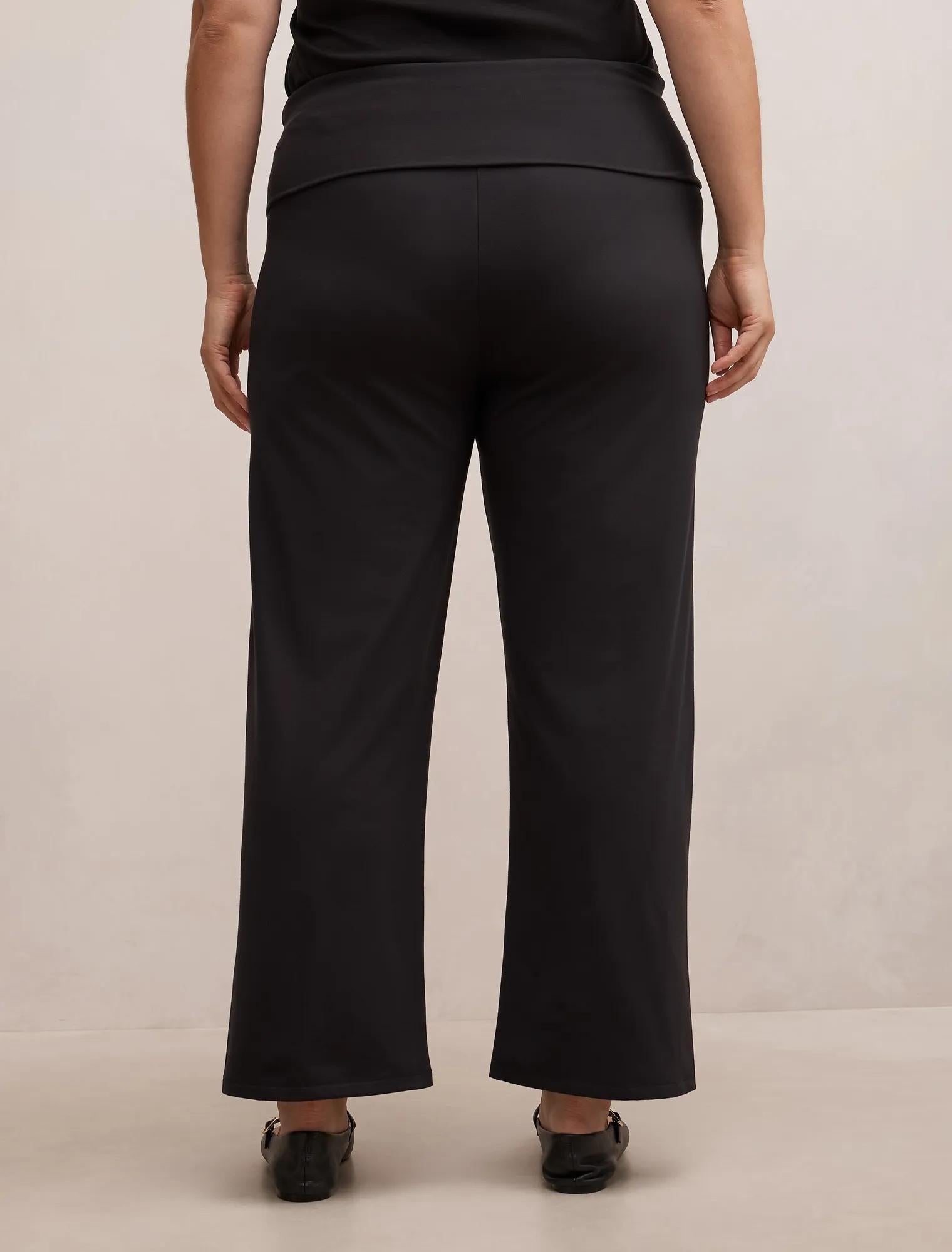 Wren Curve Fold Waist Wide Leg Pants Black