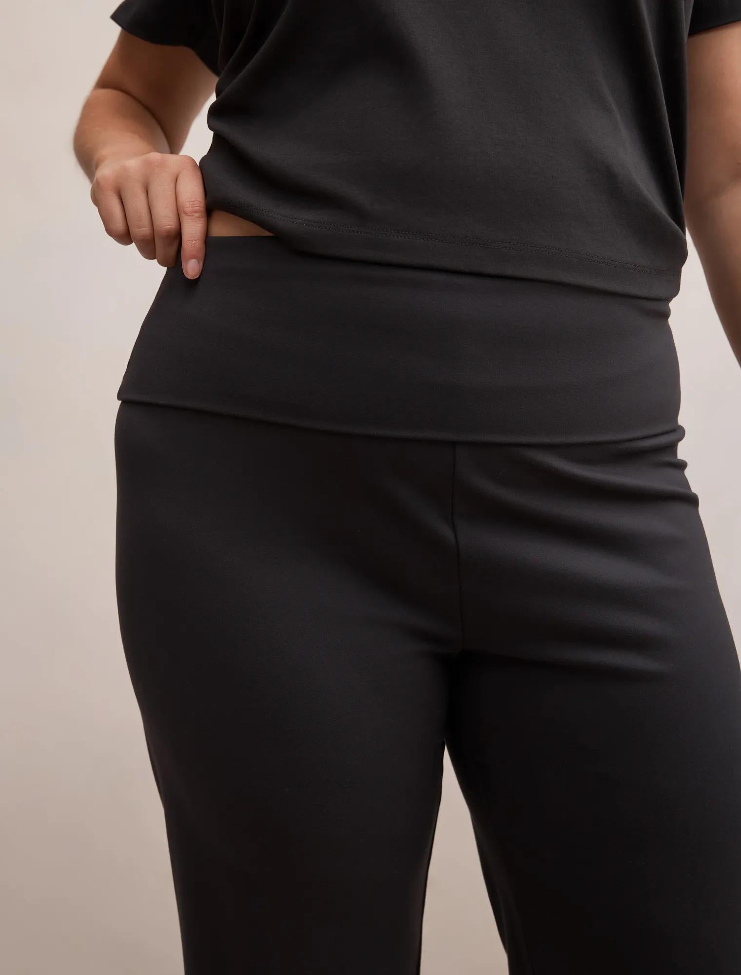 Wren Curve Fold Waist Wide Leg Pants Black