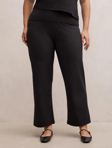 Wren Curve Fold Waist Wide Leg Pants Black