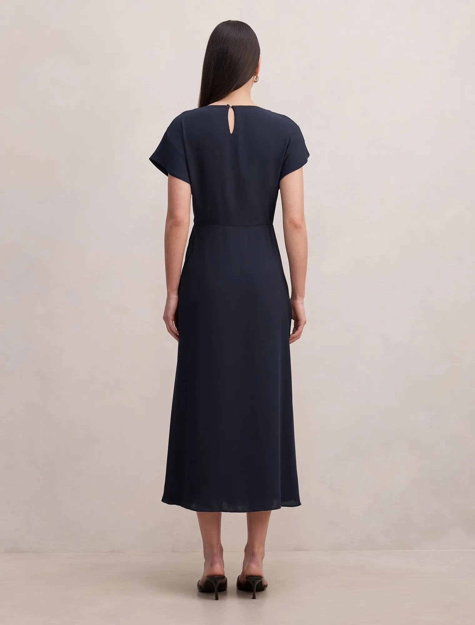 Wren Hardware Detail Midi Dress Navy