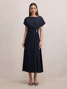 Wren Hardware Detail Midi Dress Navy