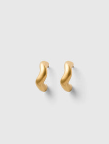 Willow Waterproof Wave Small Hoop Earrings Gold Plated_mannequin