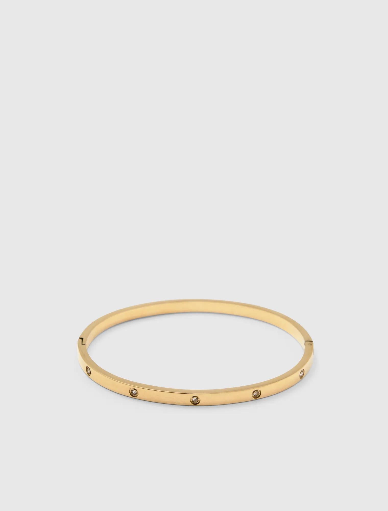Helena Waterproof Stone Hinge Bangle Gold Plated_mannequin