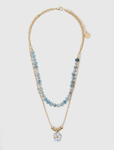 Frannie Flower Necklace Sky Blue_mannequin