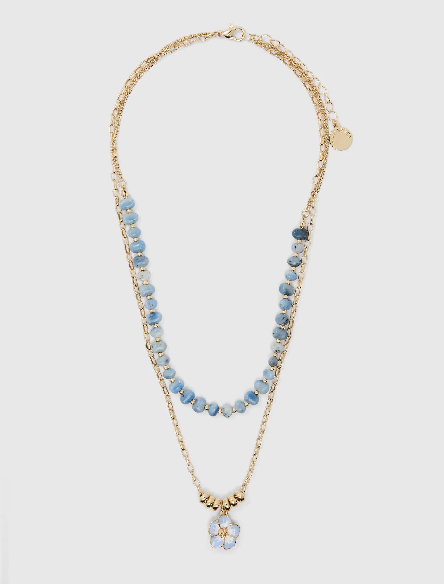 Frannie Flower Necklace Sky Blue_mannequin