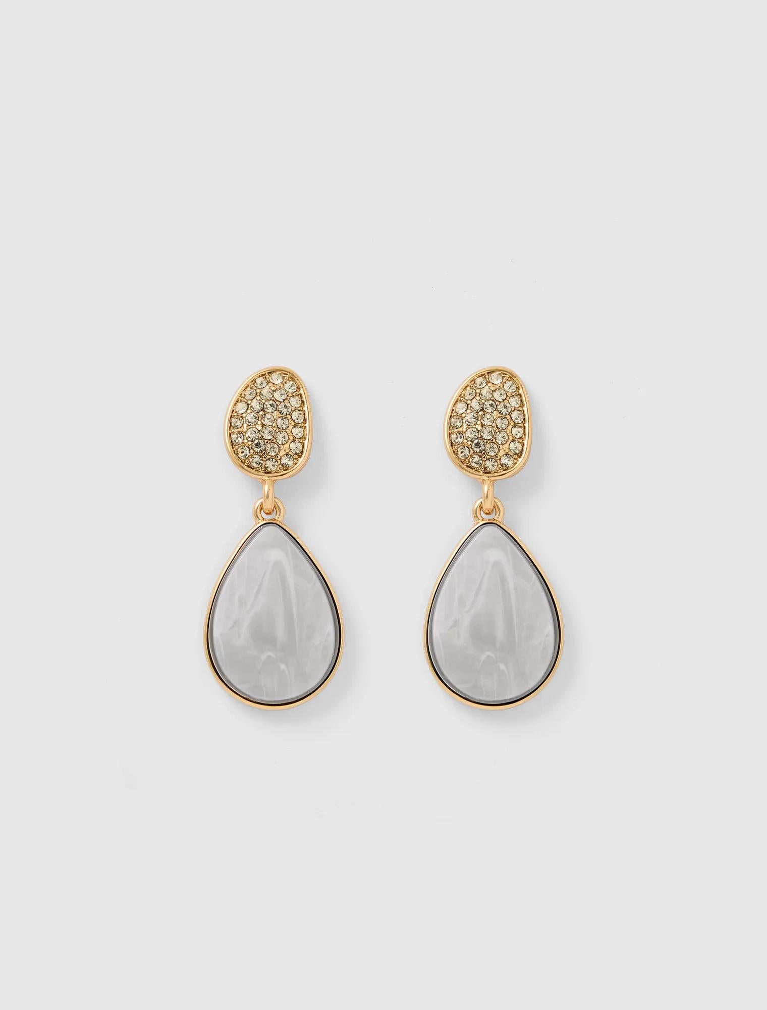 Rosemary Stone Earrings Ivory/Gold_mannequin