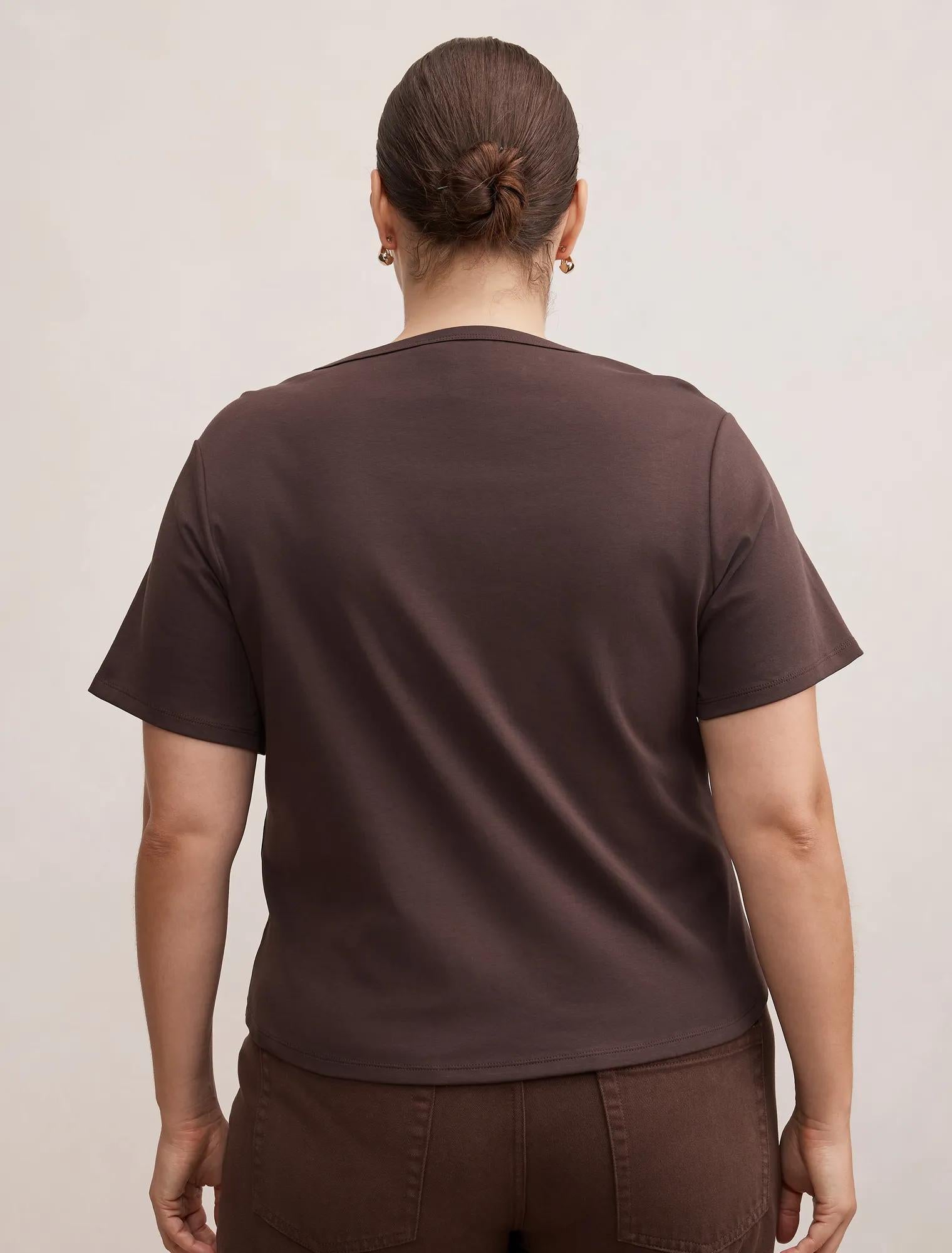 Lani Curve Hardware Detail Tee Dark Chocolate