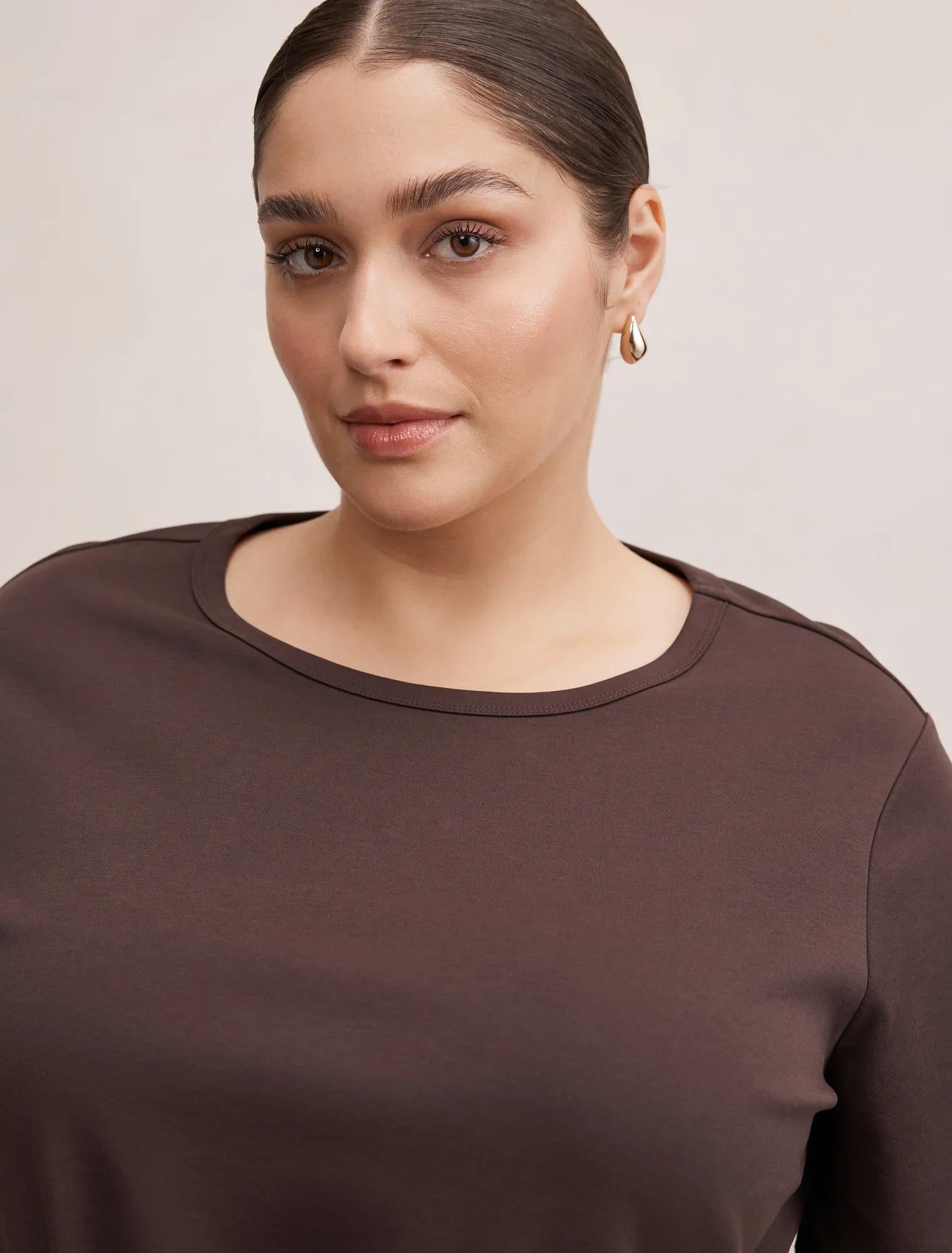 Lani Curve Hardware Detail Tee Dark Chocolate