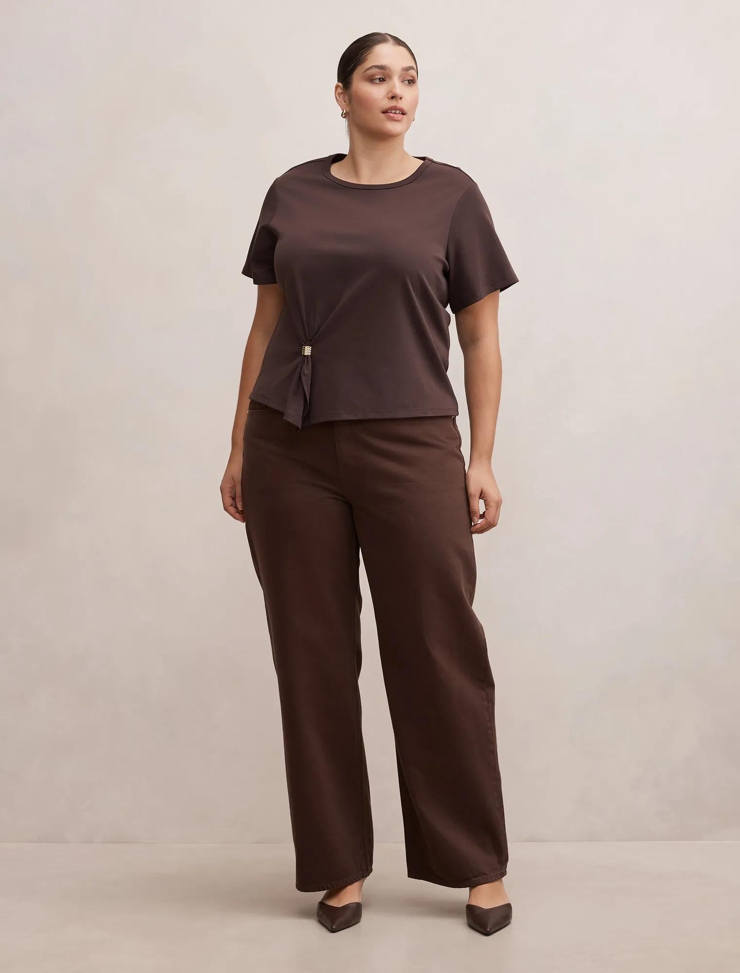 Lani Curve Hardware Detail Tee Dark Chocolate
