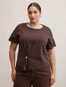 Lani Curve Hardware Detail Tee Dark Chocolate