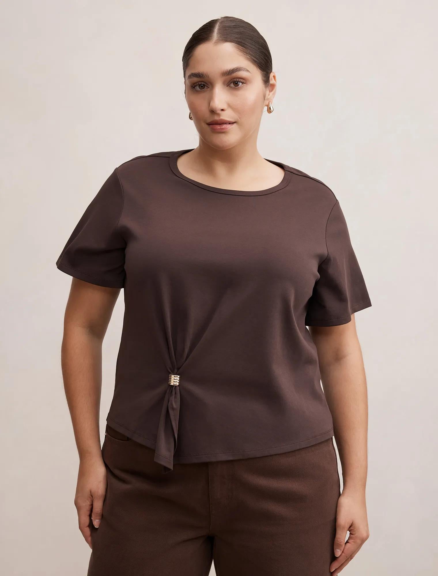 Lani Curve Hardware Detail Tee Dark Chocolate