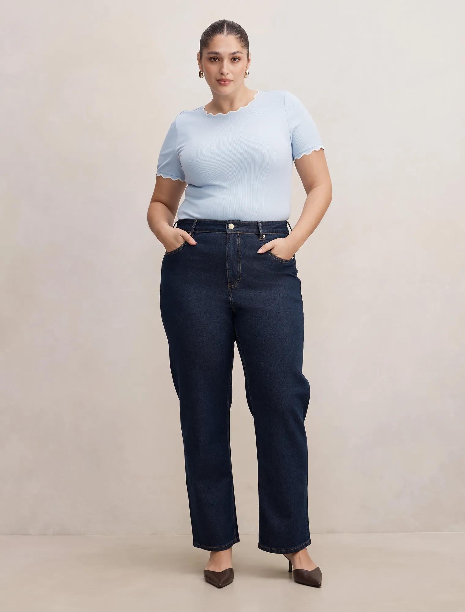 Anna Curve Straight Leg Jeans Dark Wash