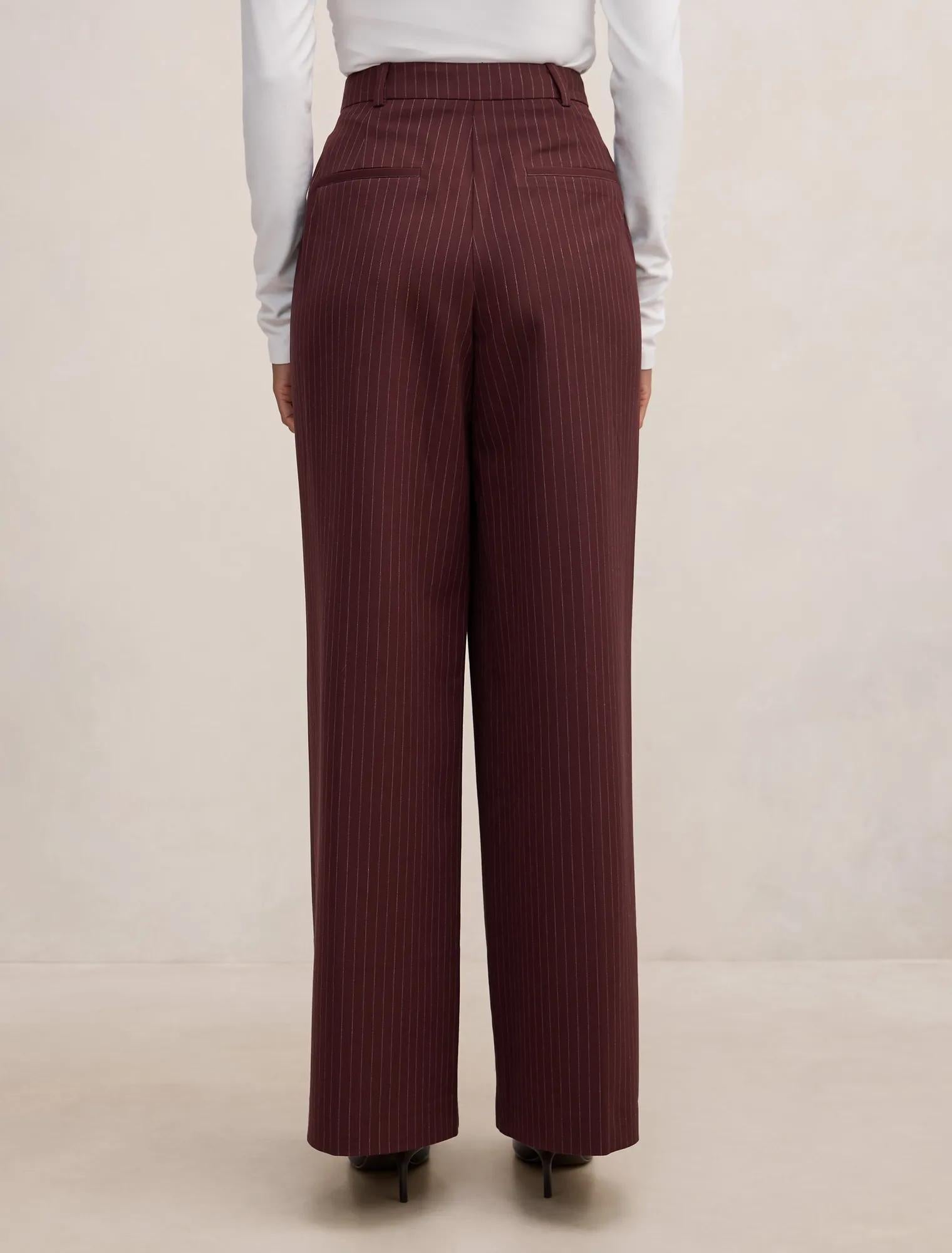 Paloma Petite Pinstripe Wide Leg Pants Berry Pinstripe Suit