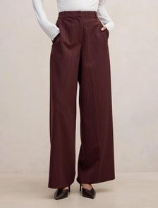 Paloma Petite Pinstripe Wide Leg Pants Berry Pinstripe Suit